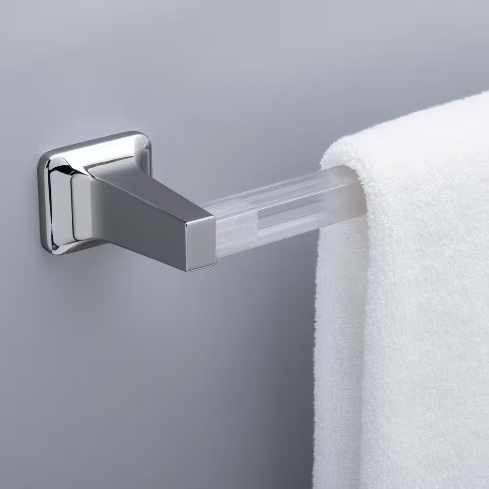 24 In. Wall Mounted Replacement Towel Bar Rod in Clear