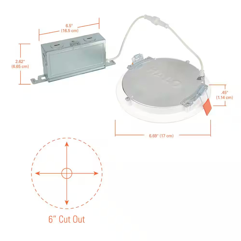 HLBSL 6 In. Can Less Integrated LED, 900 Lumens, 5CCT, White (4-Pack)