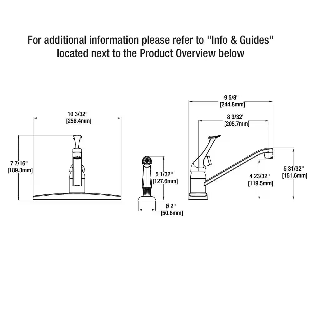 Single-Handle Standard Kitchen Faucet with White Side Sprayer in Polished Chrome