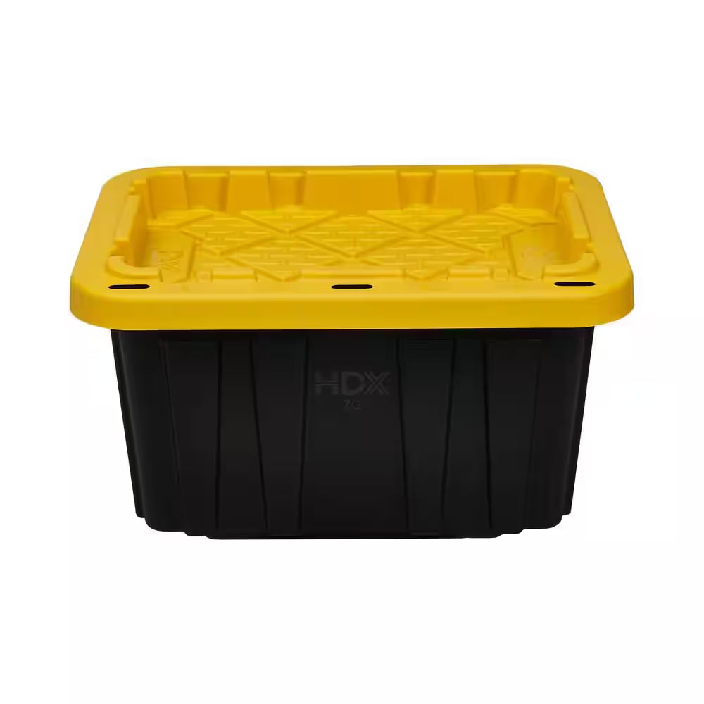 7 Gal. Tough Storage Tote in Black with Yellow Lid