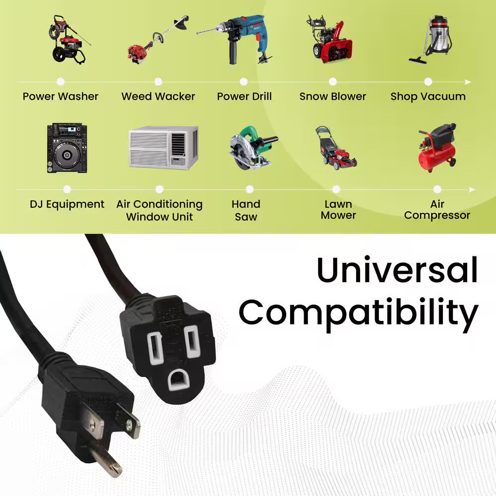 100 Ft. 14/3 SJTW Outdoor Extension Cord - Black