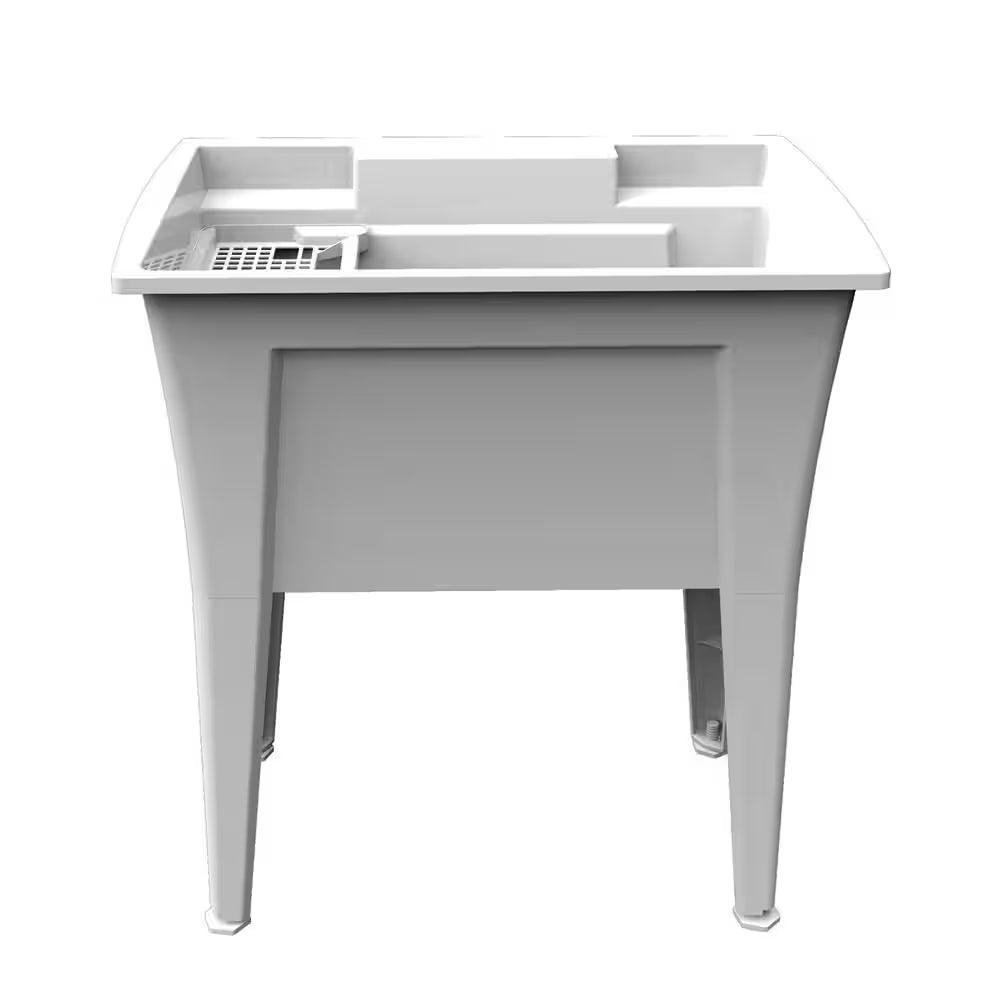 32 In. X 22 In. White Freestanding Utility/Laundry Sink