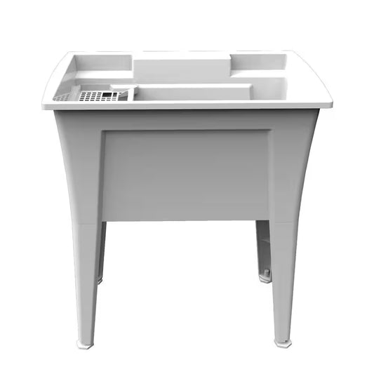 32 In. X 22 In. White Freestanding Utility/Laundry Sink