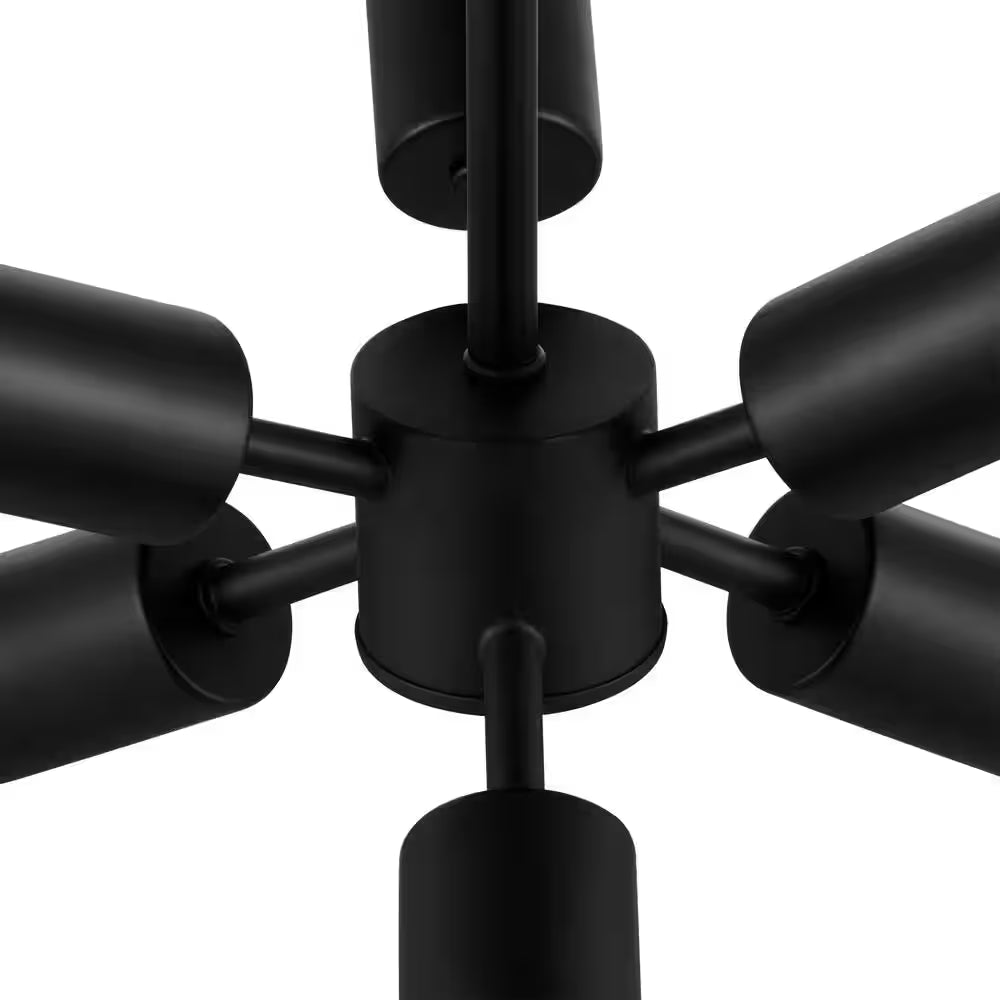 Leonie 16.25 In. 6-Light Matte Black Sputnik Semi-Flush Mount, Industrial Ceiling Light
