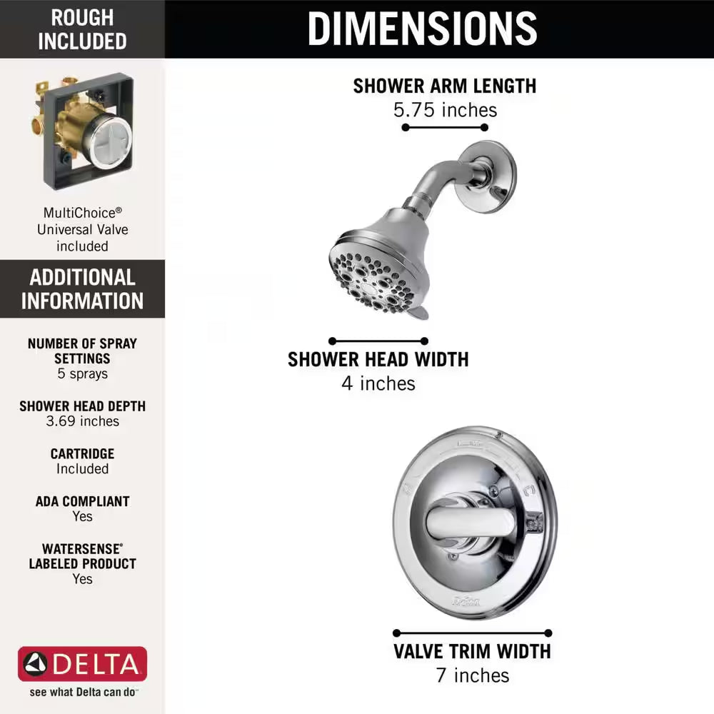 Classic Single-Handle 5-Spray Shower Faucet in Chrome (Valve Included)