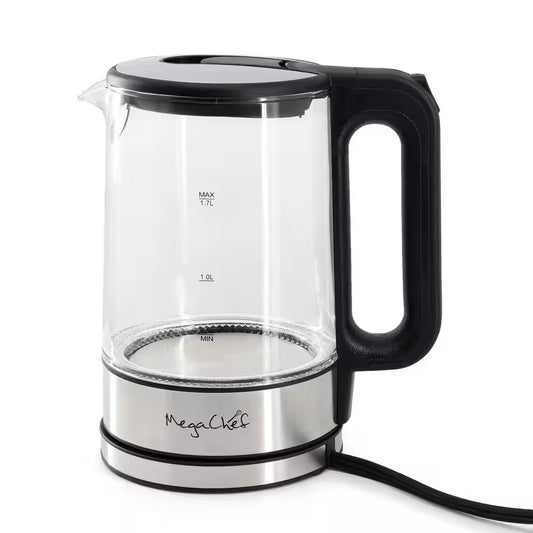 7 Cups Glass Electric Tea Kettle Silver