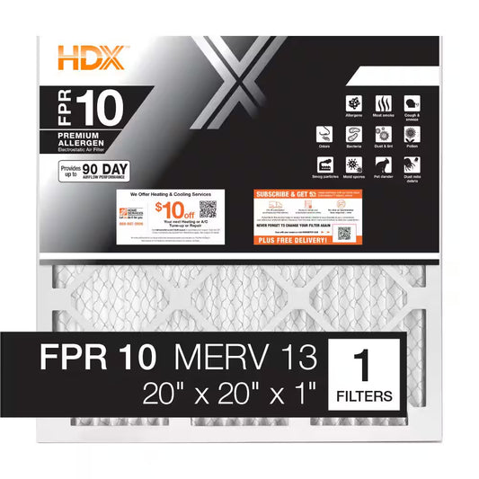 20 In. X 20 In. X 1 In. Premium Pleated Furnace Air Filter FPR 10, MERV 13