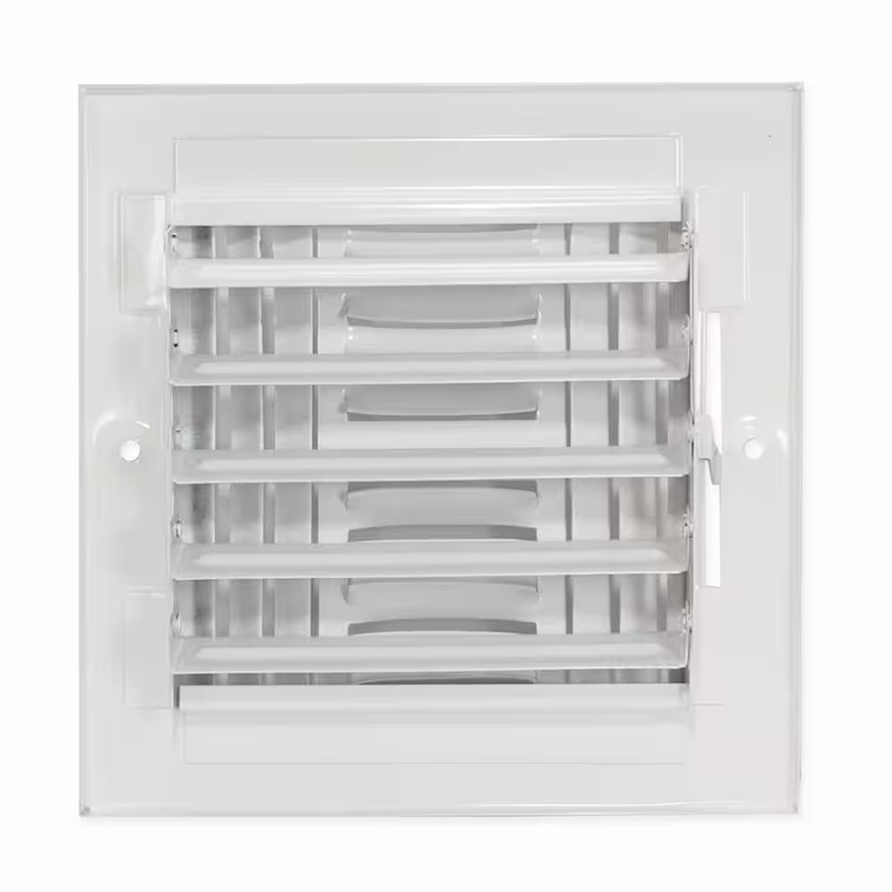 7-3/4 in X 7-3/4 in 4-Way Steel Wall/Ceiling Register, White