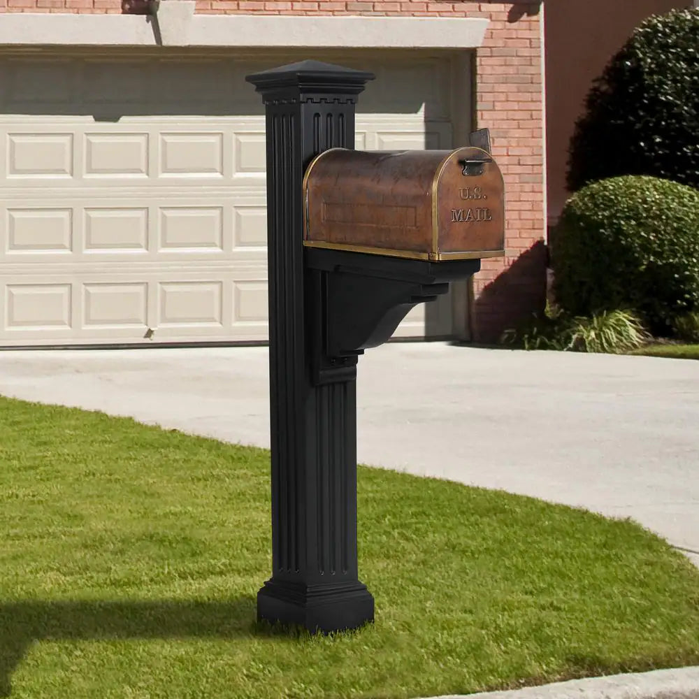 Manchester Decorative Polyethylene Mailbox Post, Black