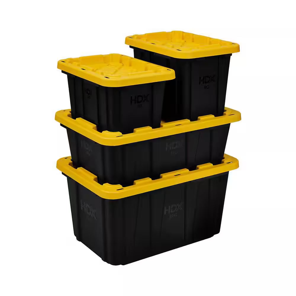 7 Gal. Tough Storage Tote in Black with Yellow Lid