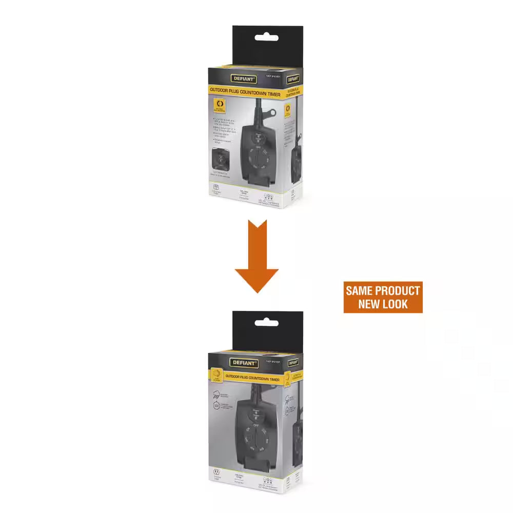 15 Amp 24-Hour Outdoor Plug-In Mechanical Dusk to Dawn Countdown Timer with Grounded Outlet, Black