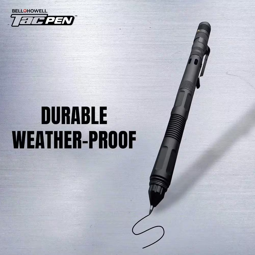 Tac Pen, 2-PACK, 9 in 1 Aluminum 30 Lumens Tactical Pen and Flashlight
