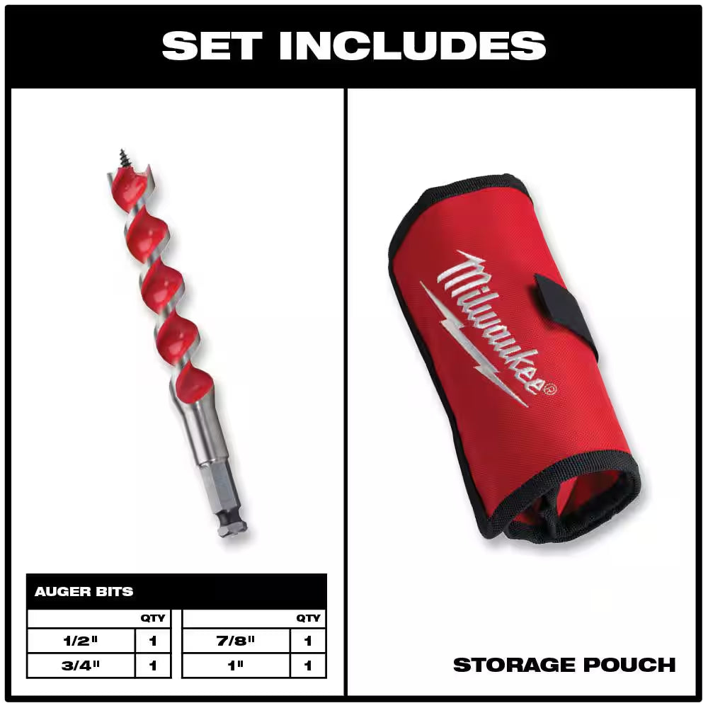 Spur Auger Wood Drilling Bit Set (4-Piece)