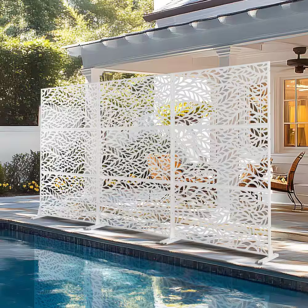 72 In. H X 47 W Metal Privacy Screen for Deck Patio Balcony Garden, Freestanding Decorative Privacy Screen and Panels