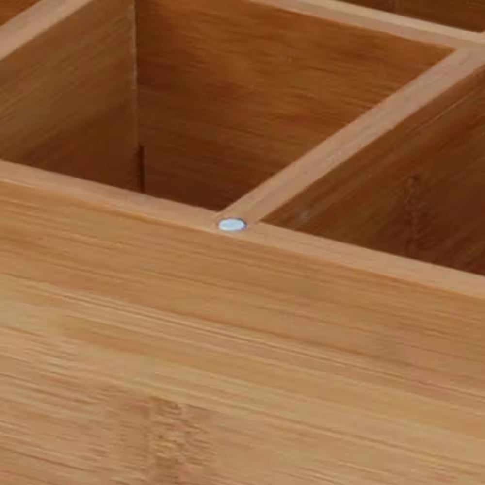 8-Compartment Bamboo Tea Box with Hinged Lid