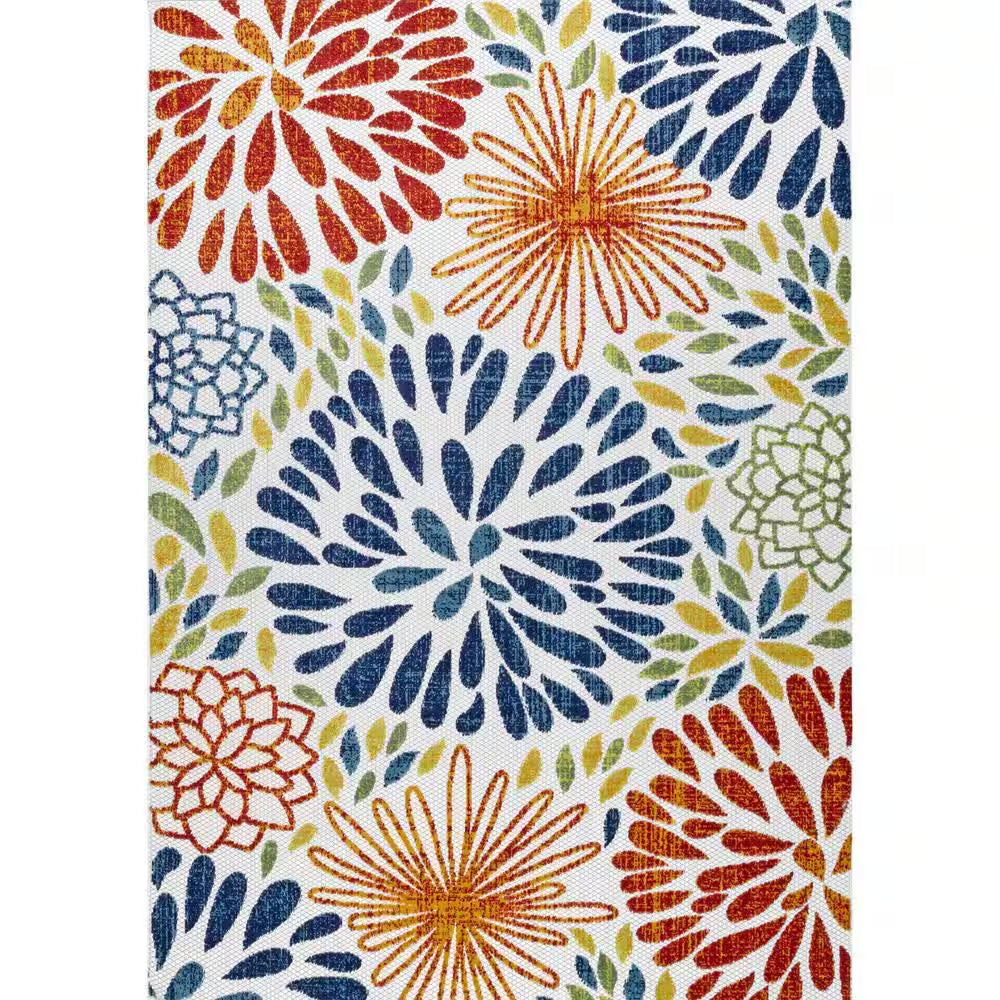 Irina Modern Bohemian Floret Multi 5 Ft. X 8 Ft. Indoor/Outdoor Patio/Living Room/Bedroom/Dining Room Area Rug