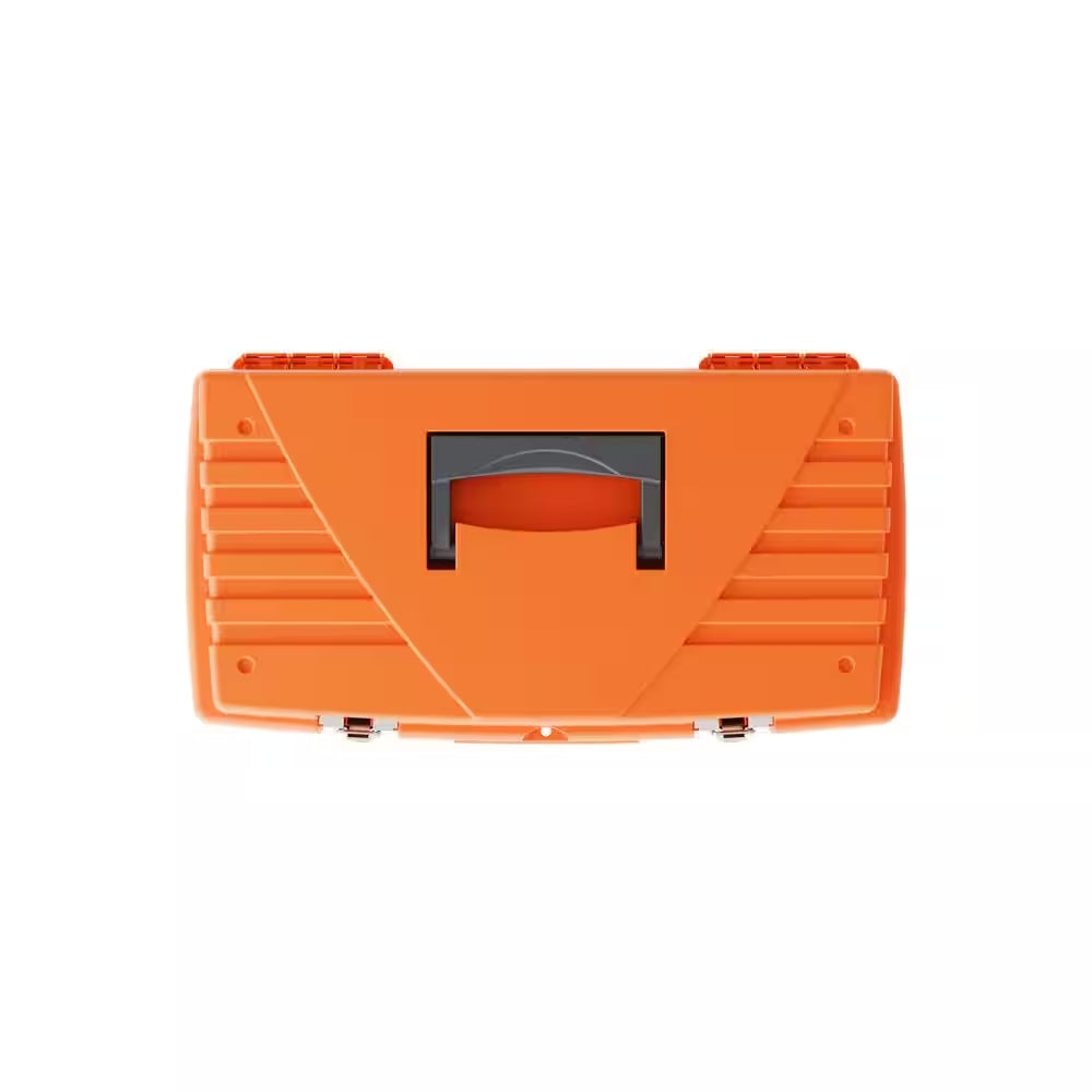 19 In. Plastic Portable Toolbox with Removable Tray in Orange