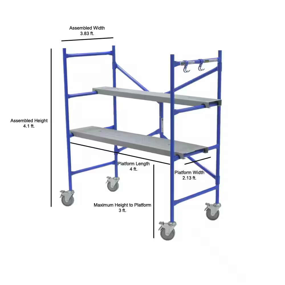 4 Ft. X 3.8 Ft. X 2 Ft. Portable Rolling Scaffold 500 Lb. Load Capacity