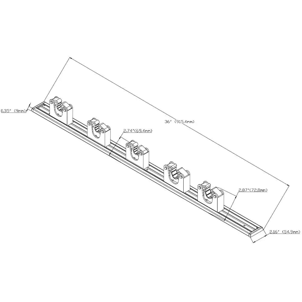 36 In. Adjustable Storage Wall Mount Tool Bar with 5 Rubber Grip Hooks in Black