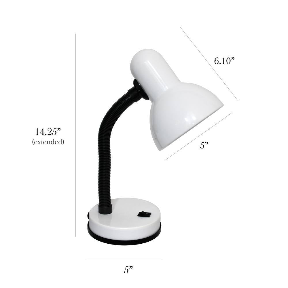 14.25 In. White Basic Metal Desk Lamp with Flexible Hose Neck