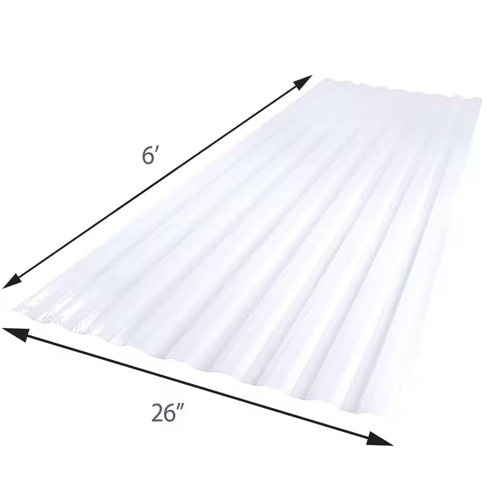 26 In. X 6 Ft. Corrugated Polycarbonate Roof Panel in Clear