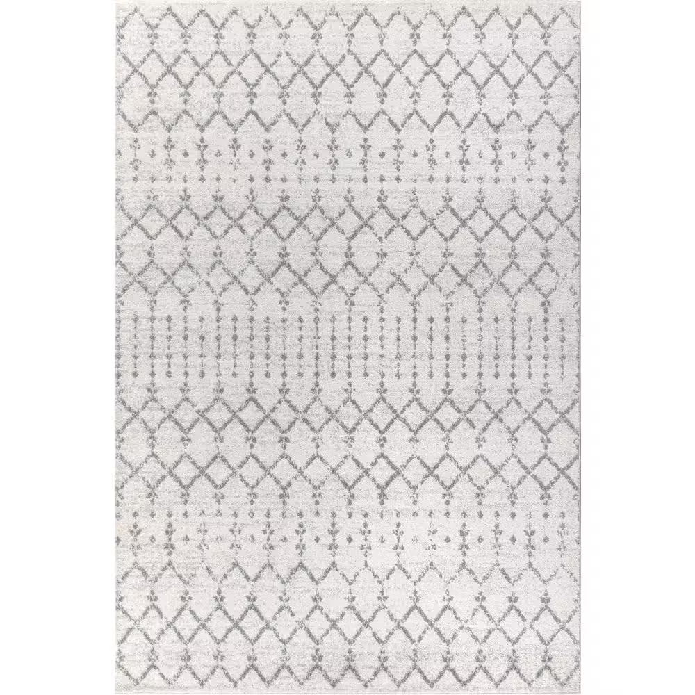 Moroccan Hype Boho Vintage Diamond Cream/Gray 5 Ft. X 8 Ft. Area Rug