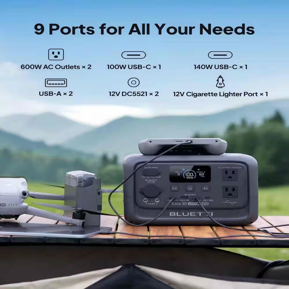 600W Continuous/1500W Peak Output 288Wh Portable Power Station, Push Button Start Battery Solar Generator for Campsite