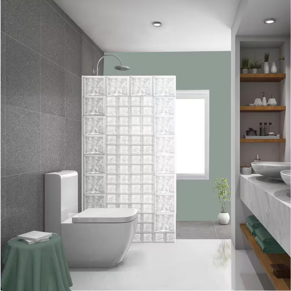 Nubio 4 In. Thick Series 12 In. X 12 In. X 4 In. (3-Pack) Wave Pattern Glass Block (Actual 11.75 X 11.75 X 3.88 In.)