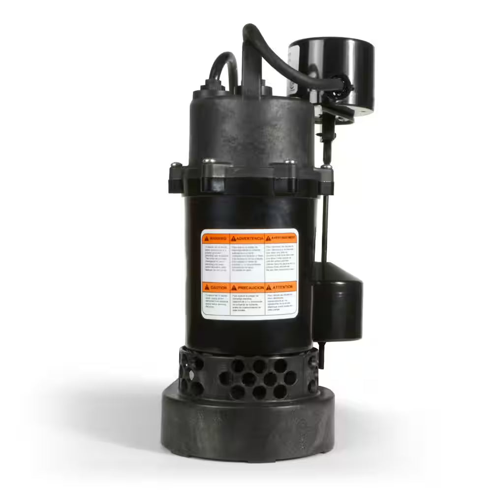 1/3 HP Aluminum Submersible Sump Pump Vertical Switch