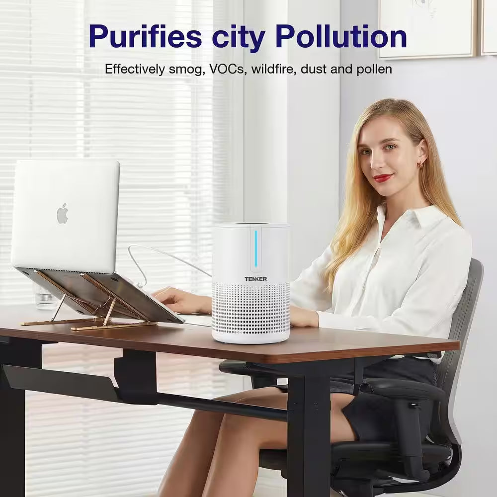 Tabletop Air Purifier for Home Large Room up to 430 Sq. Ft. with H13 True HEPA Air Filter, White