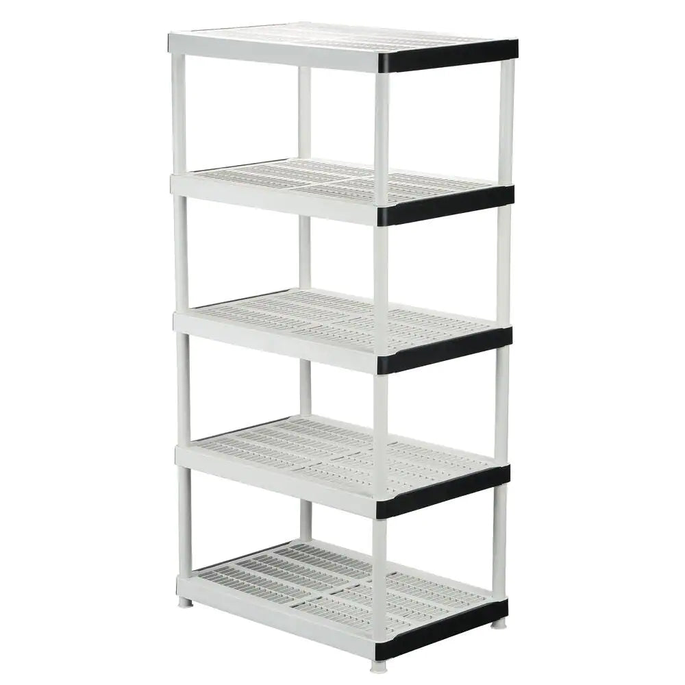 5-Tier Easy Assembly Multi-Purpose Plastic Garage Storage Shelving Unit in Gray (36 In. W X 72 In. H X 24 In. D)