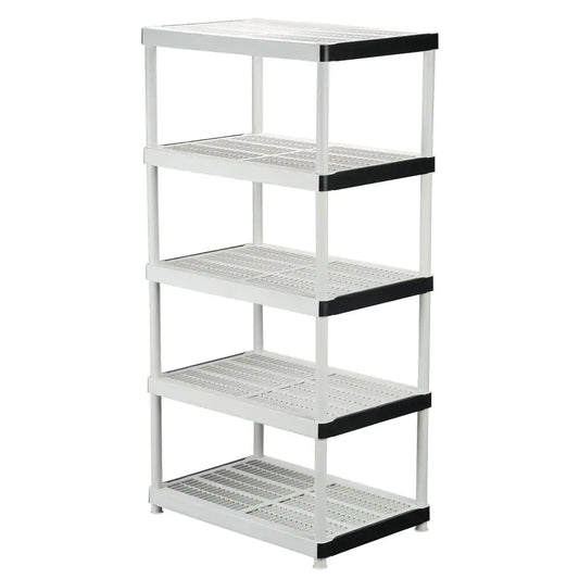 5-Tier Easy Assembly Multi-Purpose Plastic Garage Storage Shelving Unit in Gray (36 In. W X 72 In. H X 24 In. D)