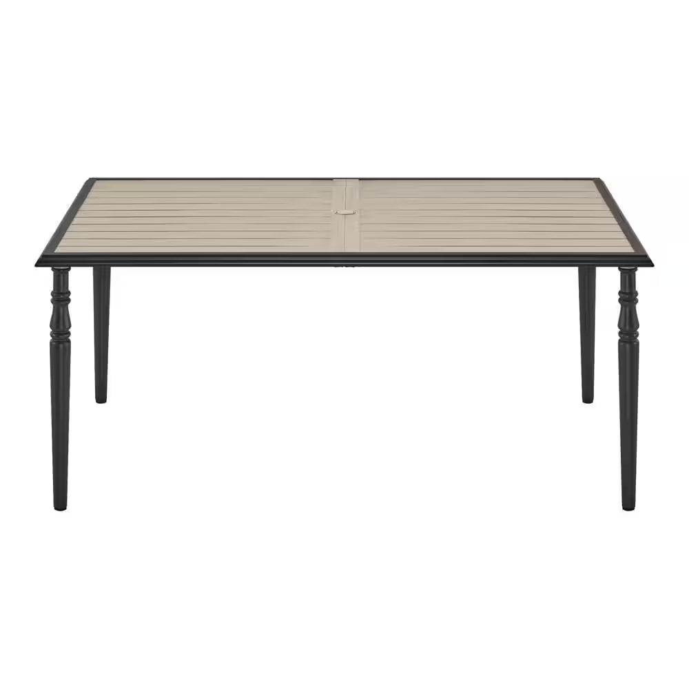 Glenridge Falls 7-Piece Metal Padded Sling Rectangular Outdoor Dining Set in Putty Beige
