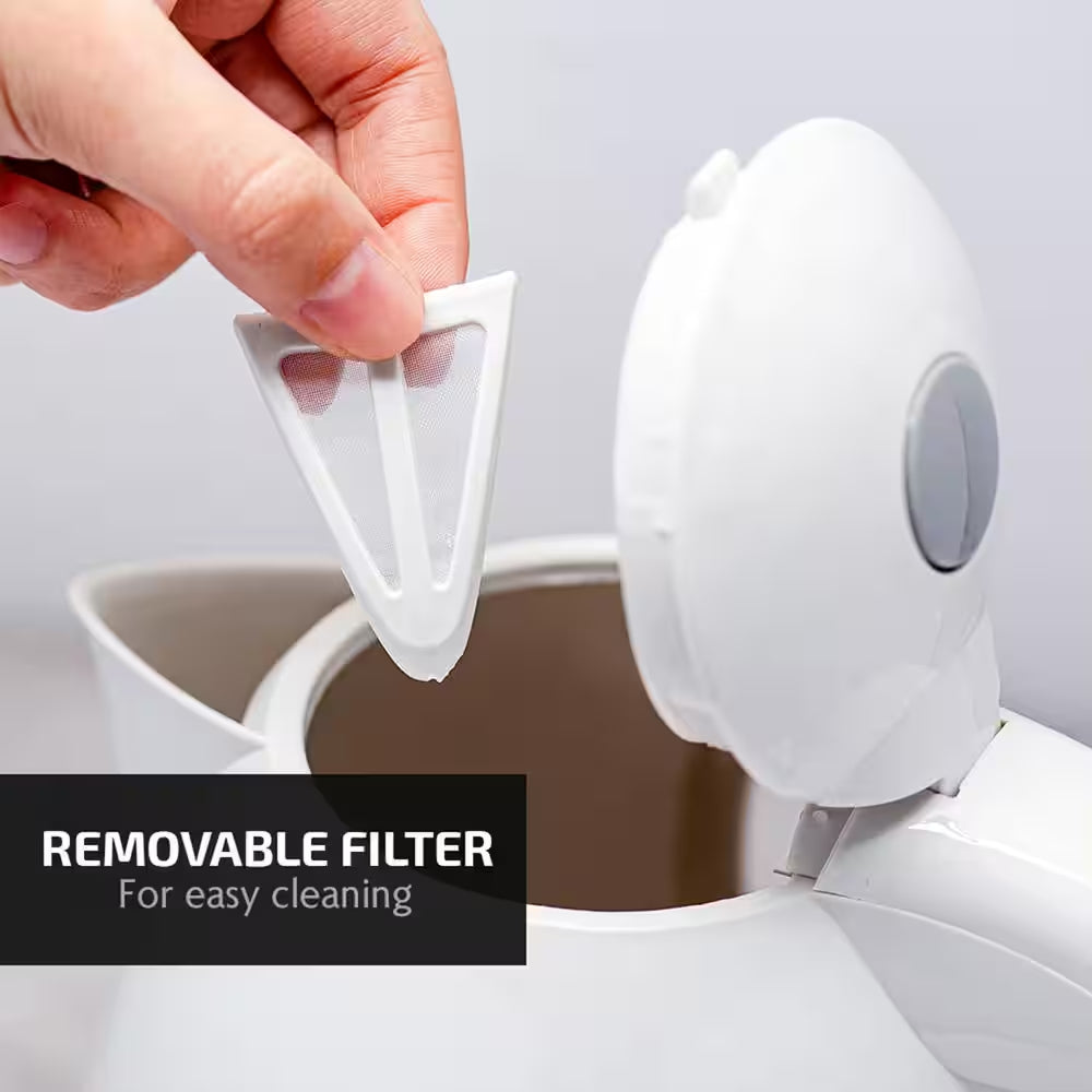 7-Cup Bpa-Free White Electric Kettle with Auto Shut off Feature, Boil-Dry Protection and Removable Filter