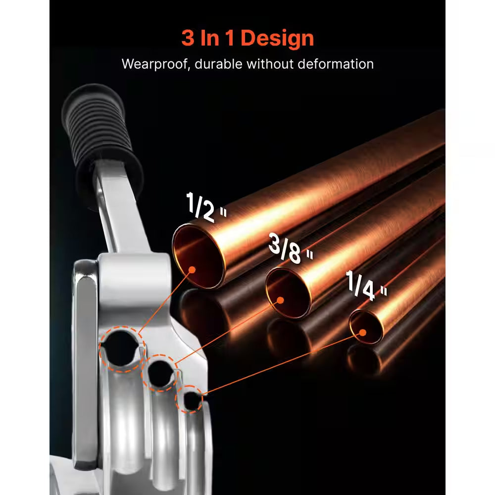 Pipe Tube Bender, 1/4 In., 3/8 In., 1/2 In. O.D., 3 in 1-Manual Level Tube Bender 180° Copper Aluminum Pipe Bender