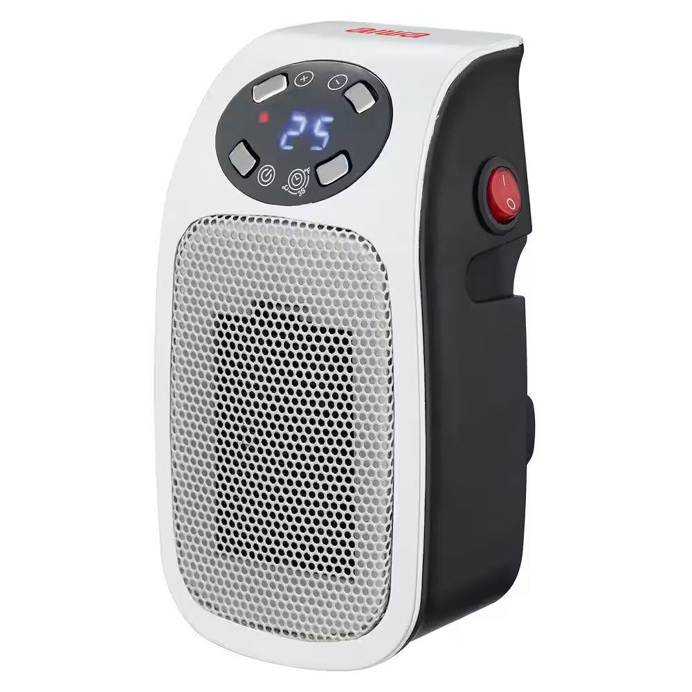 7.87 in Electric Outlet Ceramic Plug-In Space Heater, LCD Digital Screen, up to 24-Hour Timer, 400-Watt