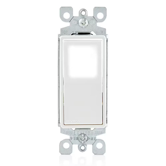 15 Amp 120-Volt/277-Volt Decora LED Illuminated Rocker Single-Pole AC Quiet Switch Residential Grade Grounding, White