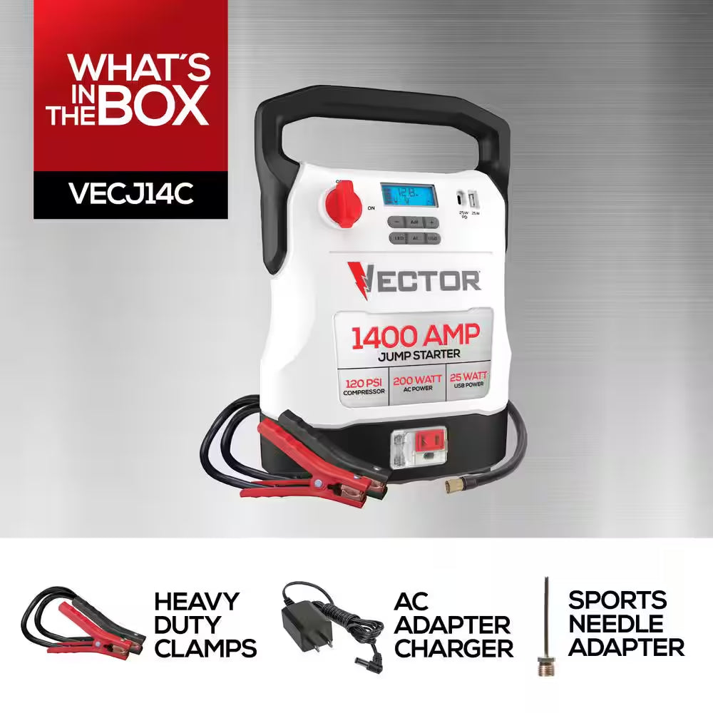 1400 Amp Jump Starter, Compressor, USB and AC Power
