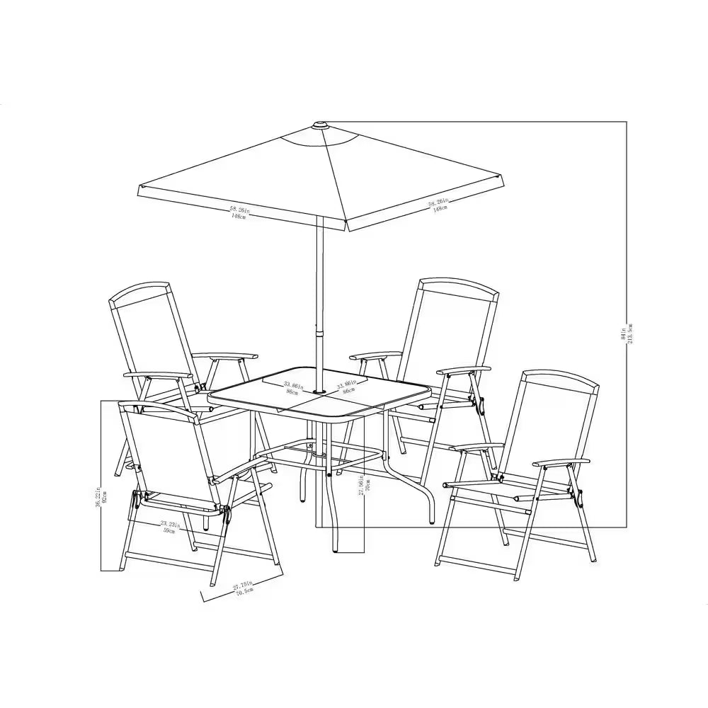 Amberview 6-Piece Sling Folding Outdoor Dining Set with Umbrella