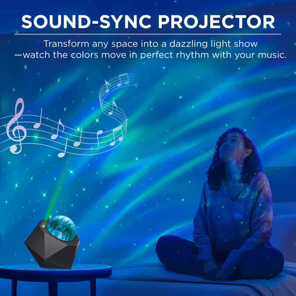 Multi-Color Sound Reactive USB Powered Galaxy Wave Projector Laser Integrated LED Light Show with Remote Control