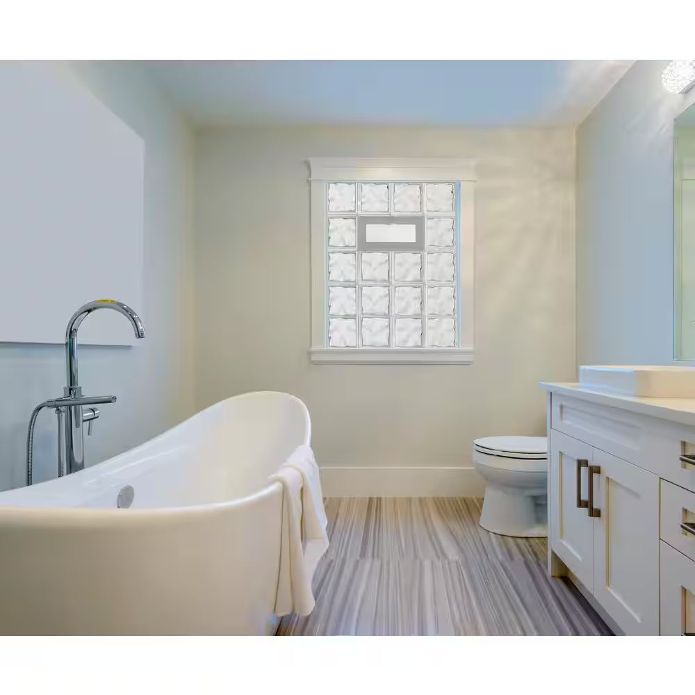 31 In. X 21.25 In. X 3.125 In. Frameless Wave Pattern Vented Glass Block Window
