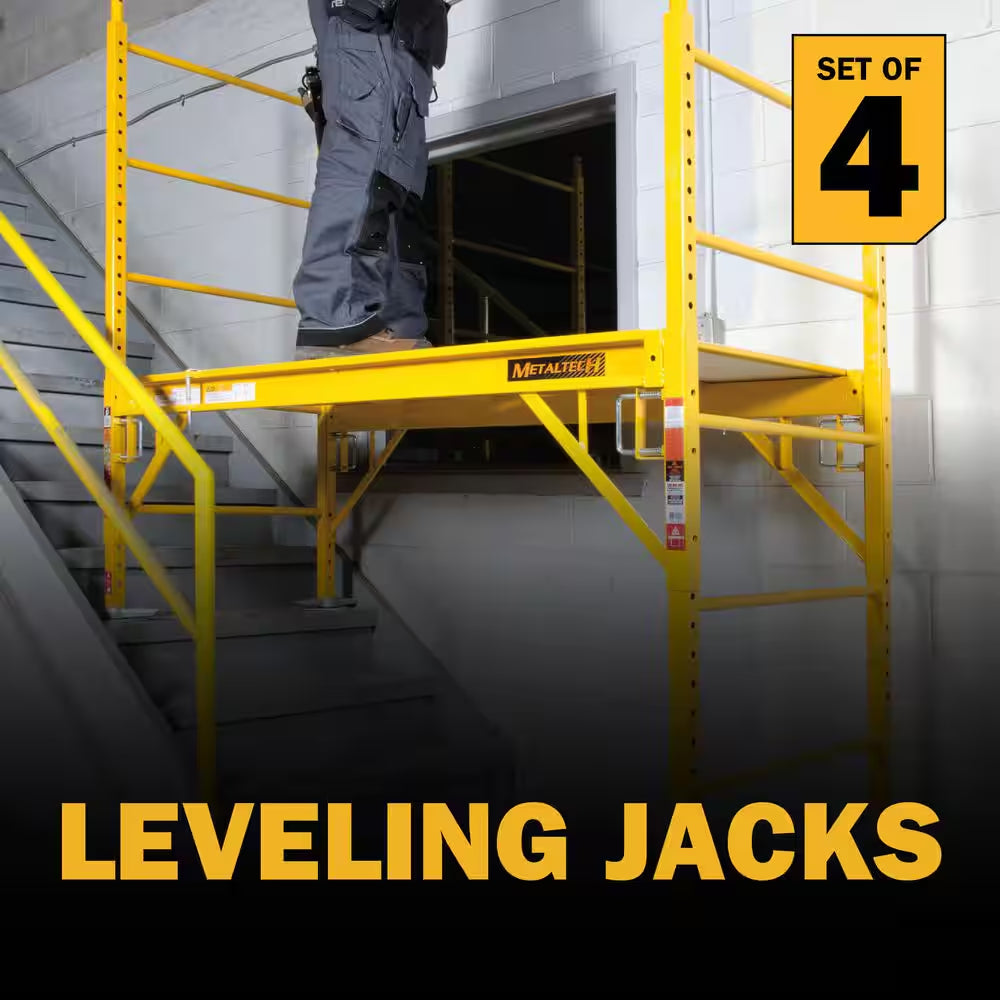 12 In. Galvanized Steel Leveling Jacks Adjustable up to 6 Inches for Baker Scaffolding, 4-Pack