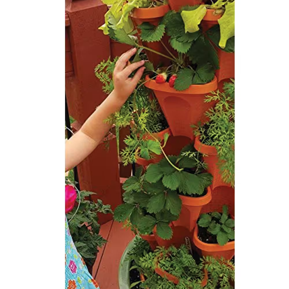 12 In. X 5.5 In. Terracotta Plastic Vertical Stackable Planter (5-Pack)