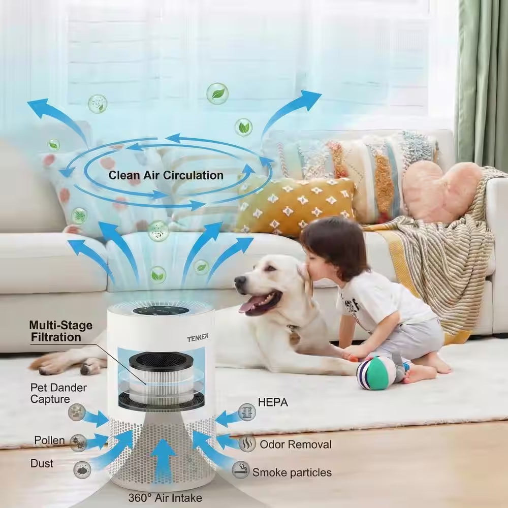 Tabletop Air Purifier for Home Large Room up to 430 Sq. Ft. with H13 True HEPA Air Filter, White