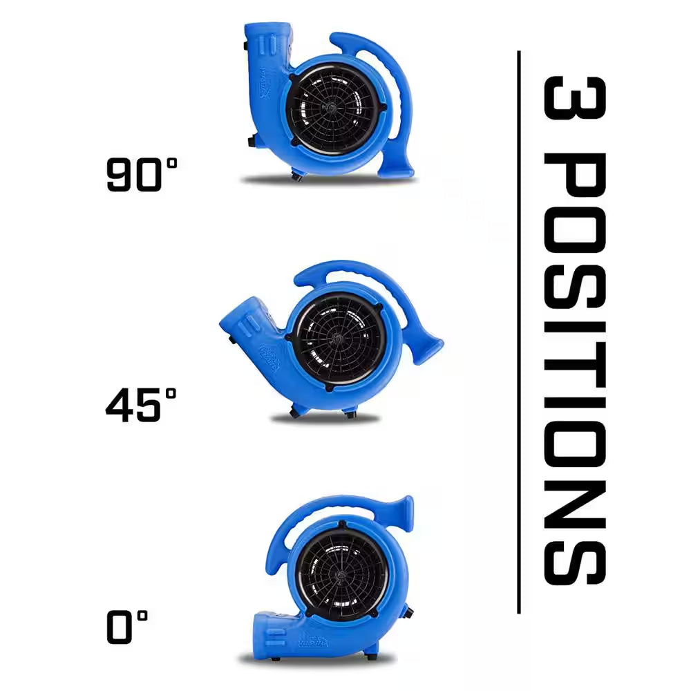 1/4 HP Air Mover Blower Fan for Water Damage Restoration Carpet Dryer Floor Home and Plumbing Use in Blue