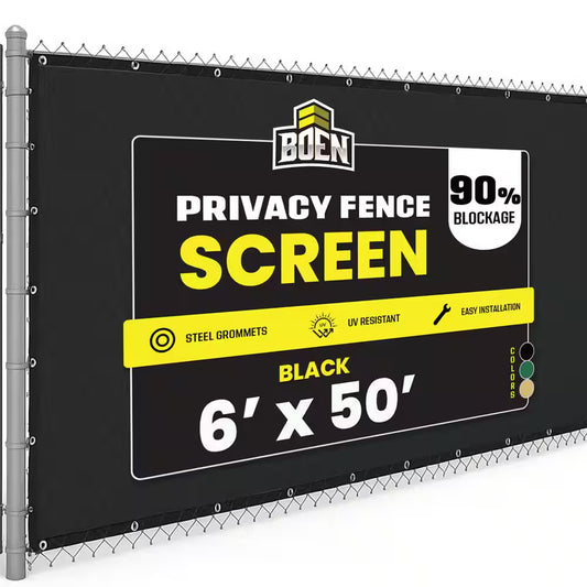 6 Ft. X 50 Ft. Black Privacy Fence Screen Netting Mesh with Reinforced Grommet for Chain Link Garden Fence