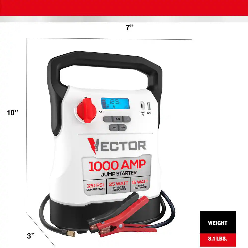 1000 Amp Jump Starter, Compressor, USB Power