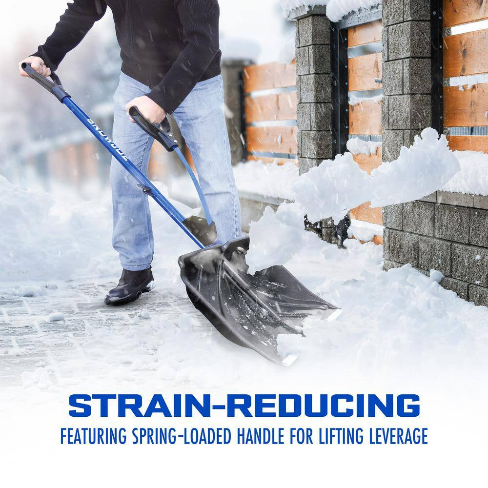 41.3 In. Shovelution Strain-Reducing Snow Shovel with Spring-Assist Metal Handle and 18 In. Aluminum Wear Strip Blade