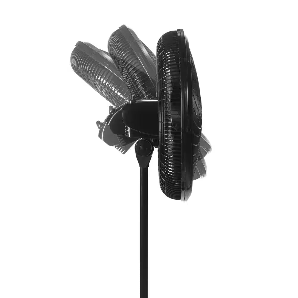 Cyclone 18 In. 3 Speed Oscillating Pedestal Fan for Home in Black with Adjustable Height, Tilt Back Head, Easy Assembly