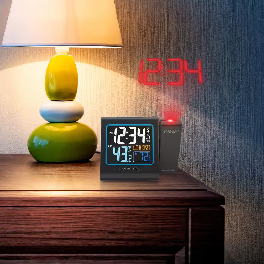 5 In. Color Projection Atomic Digital Alarm Clock with Outdoor Temperature